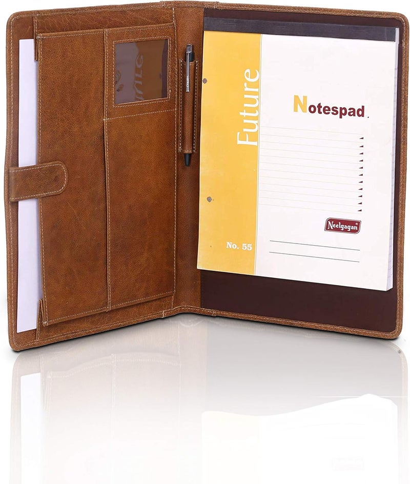KomalC Leather Business Portfolio Business Personal Organiser Folder Full Grain Leather padfolio by - Image 1